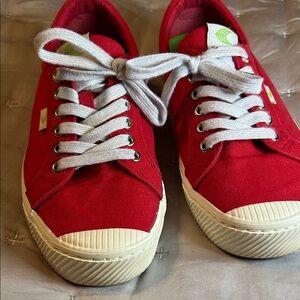 Cariuma Red Canvas Shoes with White Laces